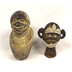 Pair of African & Mayan Carved Stone Figures