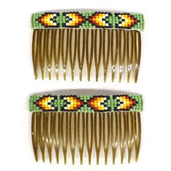 Native American Sioux Beaded Hair Combs
