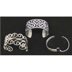 3 Cast Metal Bracelets