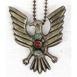 Vintage Navajo Sterling Eagle Pendant Necklace