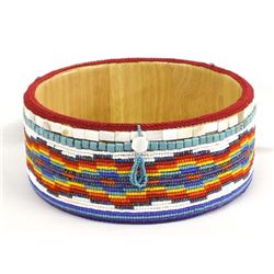 Hand Beaded Wood Bowl by Kathy Kills Thunder