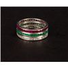 Image 2 : Howard Hughes (3) Ladies Guard Rings – Emerald, Ruby & Diamond – set in Platinum.