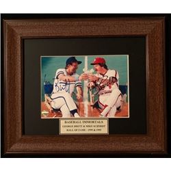 GEORGE BRETT & MIKE SCHMIDT SIGNED FRAMED BASEBALL IMMORTALS PHOTO