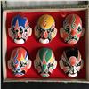 Image 2 : LOT  OF MINIATURE CHINESE OPERA MASKS IN DISPLAY BOX