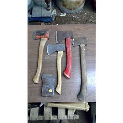 FOUR HATCHETS AND AXE HEAD