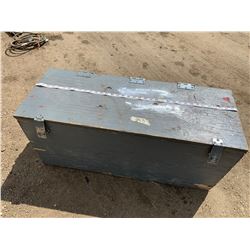 GRAY WOODEN TOOLBOX (36 X 13.5 X16”)