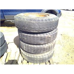 SET OF 4 TIRES - 10.00-20 W/ RIMS