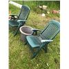 Image 1 : 2 Plastic Folding Lawn Chairs and 22" Plastic Pot