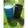 Image 1 : 2 45 Gallon Plastic Barrels - 1 Top is Open