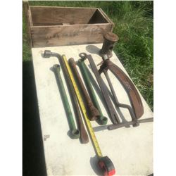 Box of Large Vintage Tools, etc.