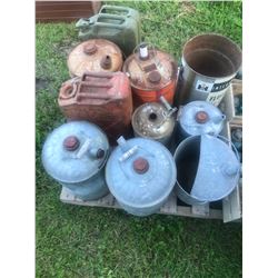 Lot of Gus Pails and Gas Cans - 11 Pieces