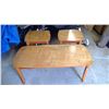 Image 1 : OAK COFFEE TABLE 42"L X 17"H & TWO END TABLES 19"H