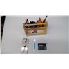 Image 2 : STATIONARY HOLDER W/ VARIETY OF PENS, PENCILS, NOTE PADS, CALCULATOR, ETC