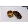Image 1 : FOUR COASTER AND A WOOD TURNED CONTAINER