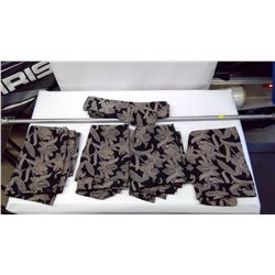 FOUR 27"X76" DRAPERY PANELS AND FOUR TIE BACKS