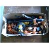 Image 1 : Box of Tie Down Straps, Bolt Cutters, Electric Drill, Wire Brush