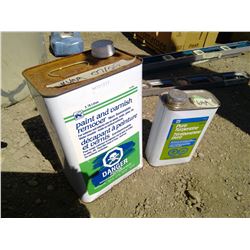 Paint and Varnish Remover (empty) and Pure Turpentine (almost full)