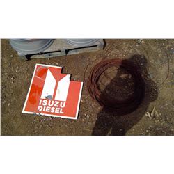 Metal Sign (MISSING CORNER) and Metal Wire