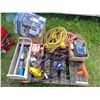 Image 1 : Pallet of Misc. Lights, Toolbox, Ropes, Booster Cables