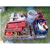 Image 1 : Pallet of Ropes, Pulleys, Metal Items, Toolbox