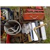 Image 4 : Pallet of Ropes, Pulleys, Metal Items, Toolbox