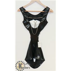 PEECABOO 1PC WOMENS BLACK PLEATHER STYLE W/ SILVER