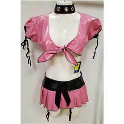 PEECABOO 3PC WOMENS PINK PLEATHER ADULT OUTFIT