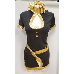 PEECABOO 4PC WOMENS COSTUME; BLACK & GOLD