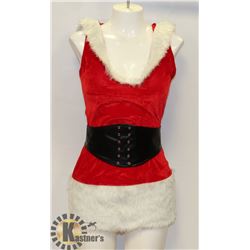 3PC WOMENS RED ADULT SANTA THEMED HOODED COSTUME