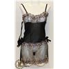 Image 1 : WOMENS 2PC SHEER BLACK & BROWN/ WHITE
