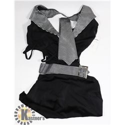 PEECABOO 4PC WOMENS BLACK & PINSTRIPED ADULT