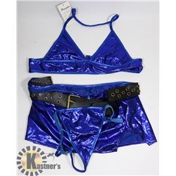 PEECABOO 4PC WOMENS METALLIC BLUE BIKINI STYLE
