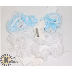 SMALL BUNDLE OF BABY BLUE/ WHITE LACE LEG GARTERS