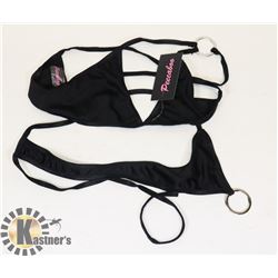 PEECABOO 2PC WOMENS BLACK W/ SILVER HOOPS ADULT