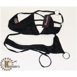 PEECABOO 2PC WOMENS BLACK W/ SILVER HOOPS ADULT