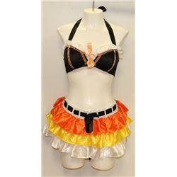 PEECABOO 2PC WOMENS COSTUME; ORANGE/ YELLOW/ WHITE