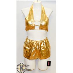 PEECABOO 3PC WOMENS GOLD BIKINI STYLE OUTFIT W/