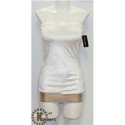 PEECABOO 2PC WOMENS WHITE VELVET STYLE & SILVER