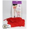 Image 1 : PEECABOO 2PC WOMENS RED LACE GARTER BELT W/