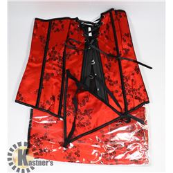 PEECABOO 3PC WOMENS RED EMBROIDERED & BLACK