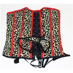 PEECABOO 2PC WOMENS CHEETAH PRINT, RED & BLACK