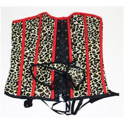PEECABOO 2PC WOMENS CHEETAH PRINT, RED & BLACK