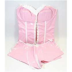 PEECABOO 2PC WOMENS BABY PINK & WHITE PLEATHER