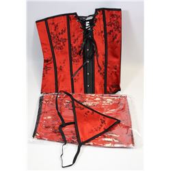 PEECABOO 3PC WOMENS RED & BLACK EMBROIDERED