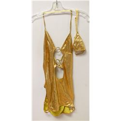 PEECABOO 2PC WOMENS GOLD ADULT COCKTAIL DRESS W/