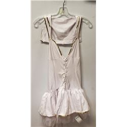 PEECABOO 1PC WOMENS ADULT COSTUME; WHITE W/ GOLD