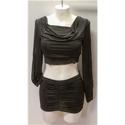 PEECABOO 2PC WOMENS BLACK LONG SLEEVE W/ SKIRT