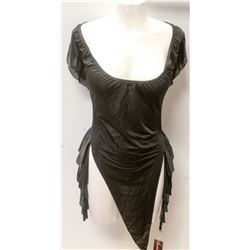 PEECABOO 2PC WOMENS BLACK RUFFLED ADULT