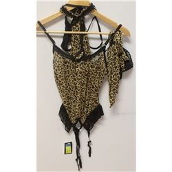 PEECABOO 6PC WOMENS CHEETAH PRINT & BLACK LACE