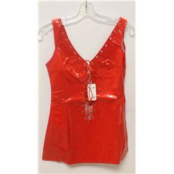 PEECABOO 1PC WOMENS RED PLEATHER LACE UP FRONT